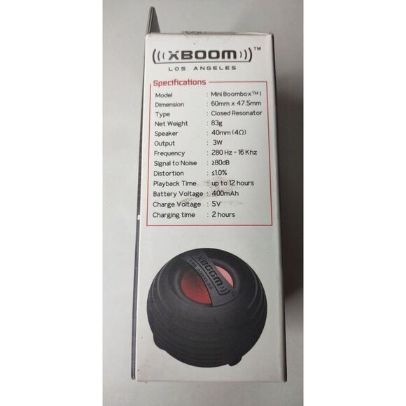 XBoom Black Rechargeable Mini Boombox with Ceramic Tweeter NWOT - Picture 2 of 6